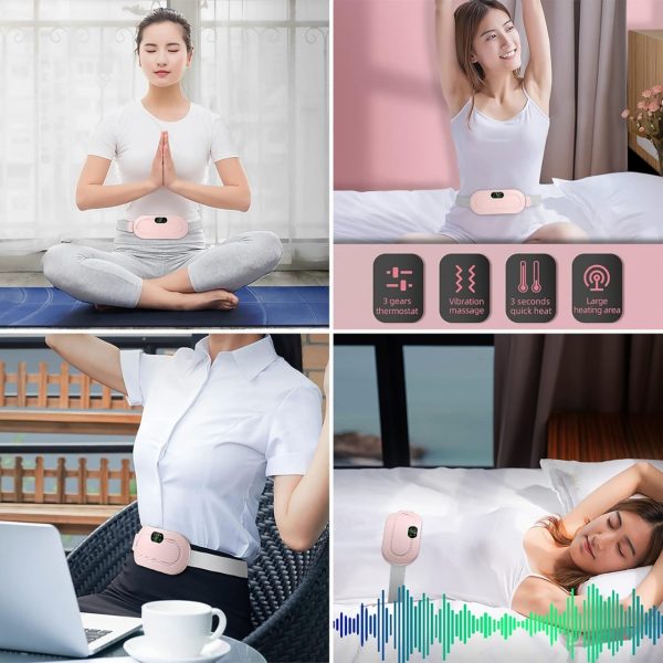 Heating Pad Women Period Pain Cramp Relief Belt | Portable Electric Menstrual Heating Pad With 3 Heat Levels & 4 Massage Modes