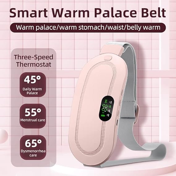 Heating Pad Women Period Pain Cramp Relief Belt | Portable Electric Menstrual Heating Pad With 3 Heat Levels & 4 Massage Modes