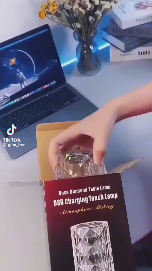 Diamond Rose Crystal Lamp